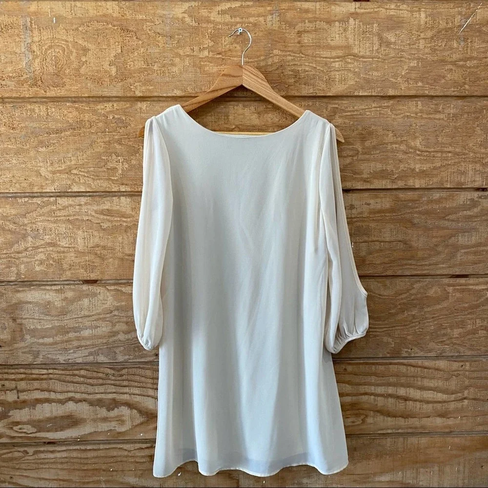 Lulu's Shifting Dears Long Sleeve Cream Scoop Neck Dress (Women's Size Small) - Picture 3 of 4